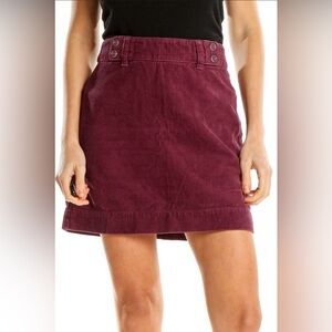 ANN TAYLOR LOFT Cotton Corduroy Skirt Size 8 Back Zip Mini Pencil Plum Purple